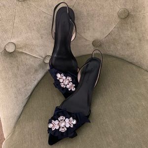 BANANA REPUBLIC Blue Velvet Jeweled HEDY Slingback